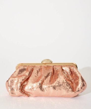 Clutch Bag In Rose Gold Sequin