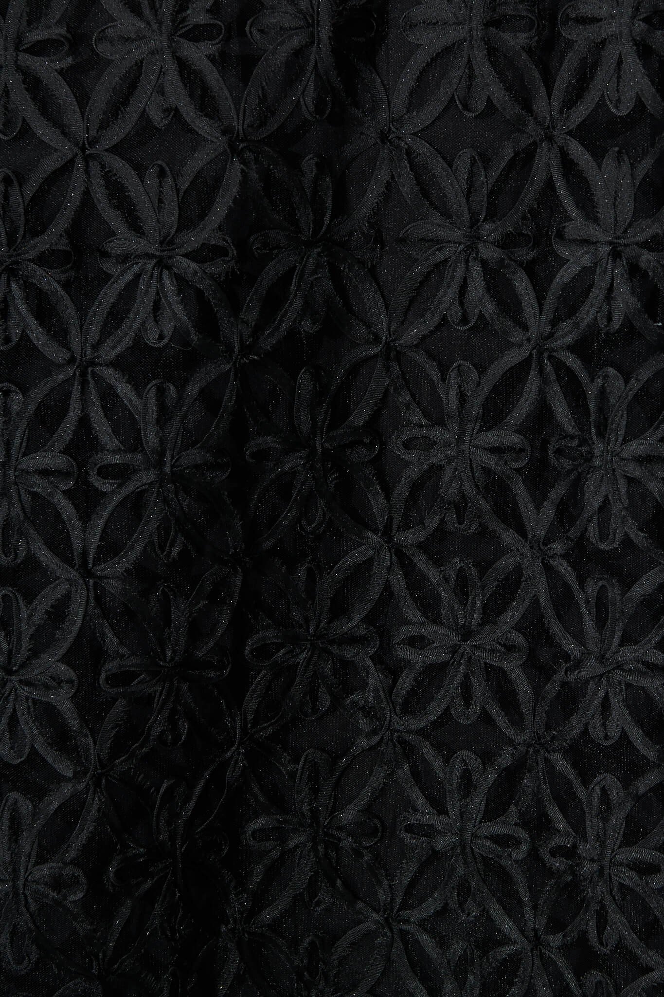 Midi Dress in Black Floral Embroidered Tulle - Image 9