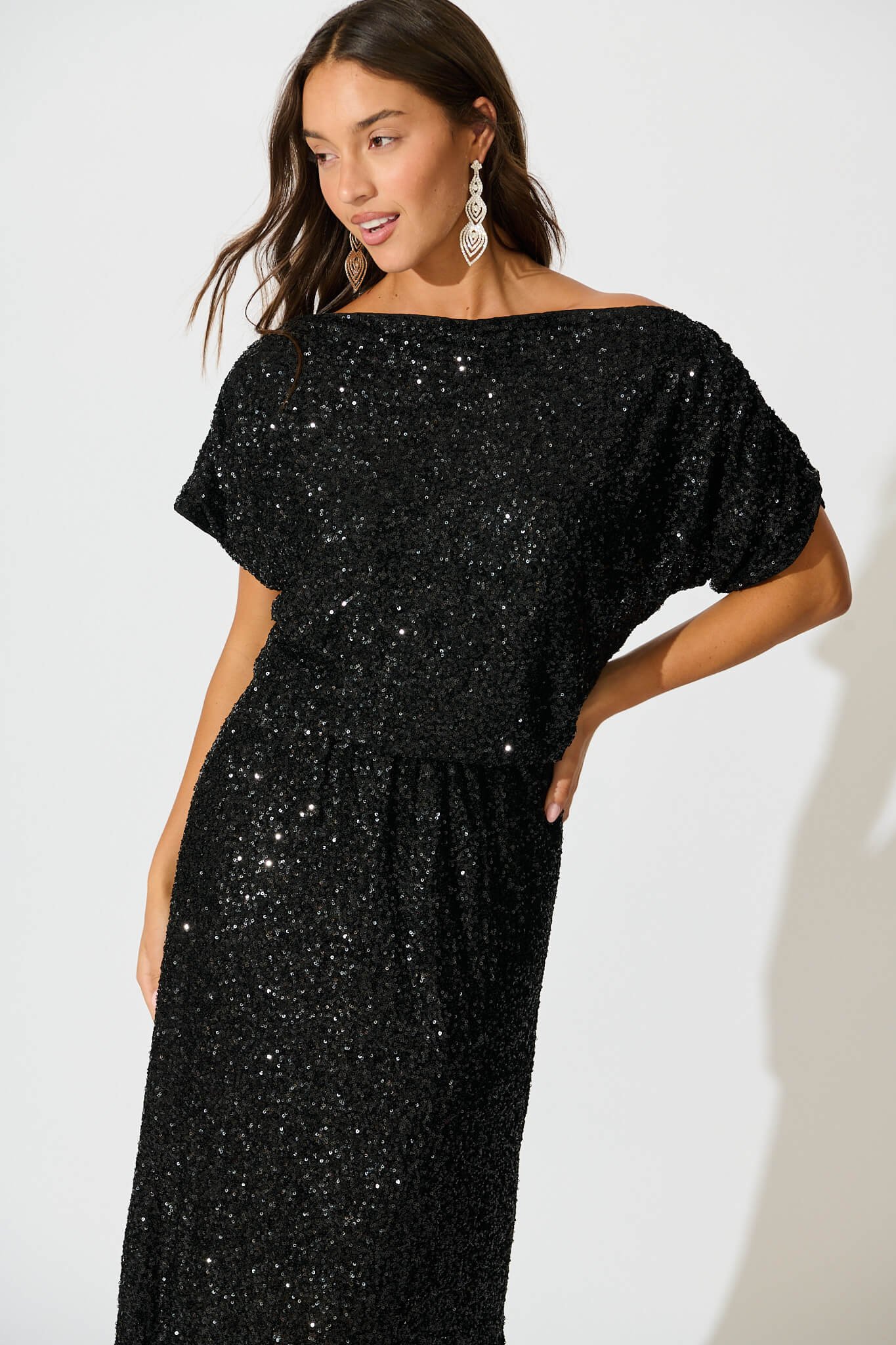 Maxi Dress in Black Sequin - Image 5