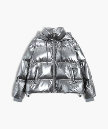 Metallic Puffer Wind Protection Hooded Coat