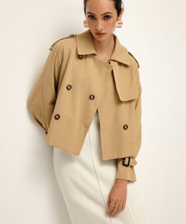 Breasted Lapel Trench Coat