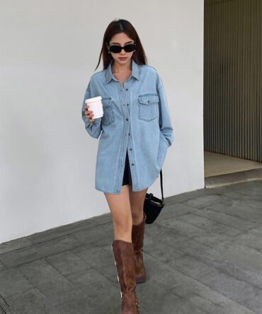 Lapel Pockets Denim Jacket