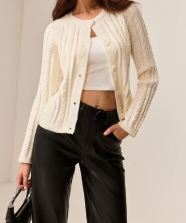 Button Down Cable Knit Outerwear