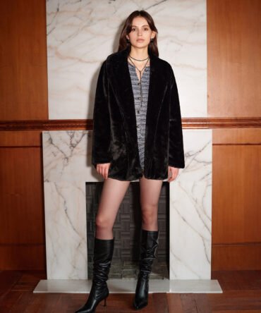 Ultra Warm Draped Faux Fur Coat