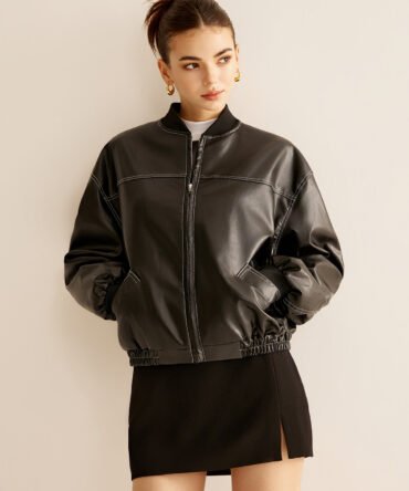 Vintage Zipper PU Leather Short Jacket