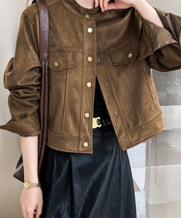 Suede Button Short Jacket