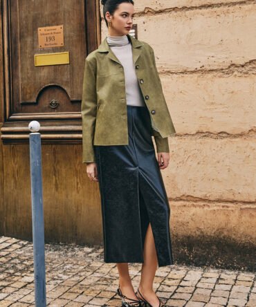 Loose PU Leather Straight Jacket