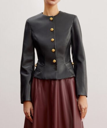 Casual Faux Leather Slim Jacket