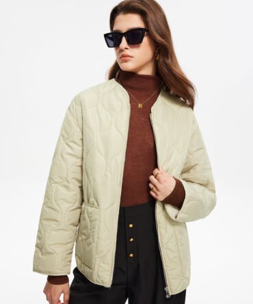 Geometric-Pattern Plain Winter Coat