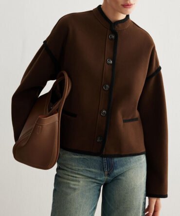 Minimalist Contrast Trim Tweed Jacket