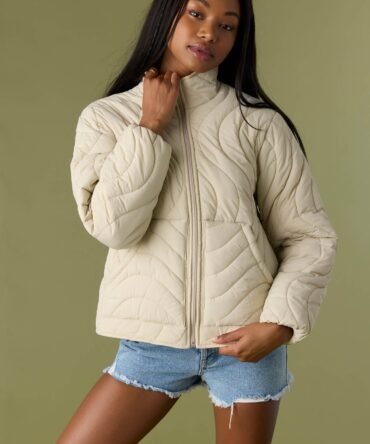 NYLON WAVE QUILTED ZIP JACKET