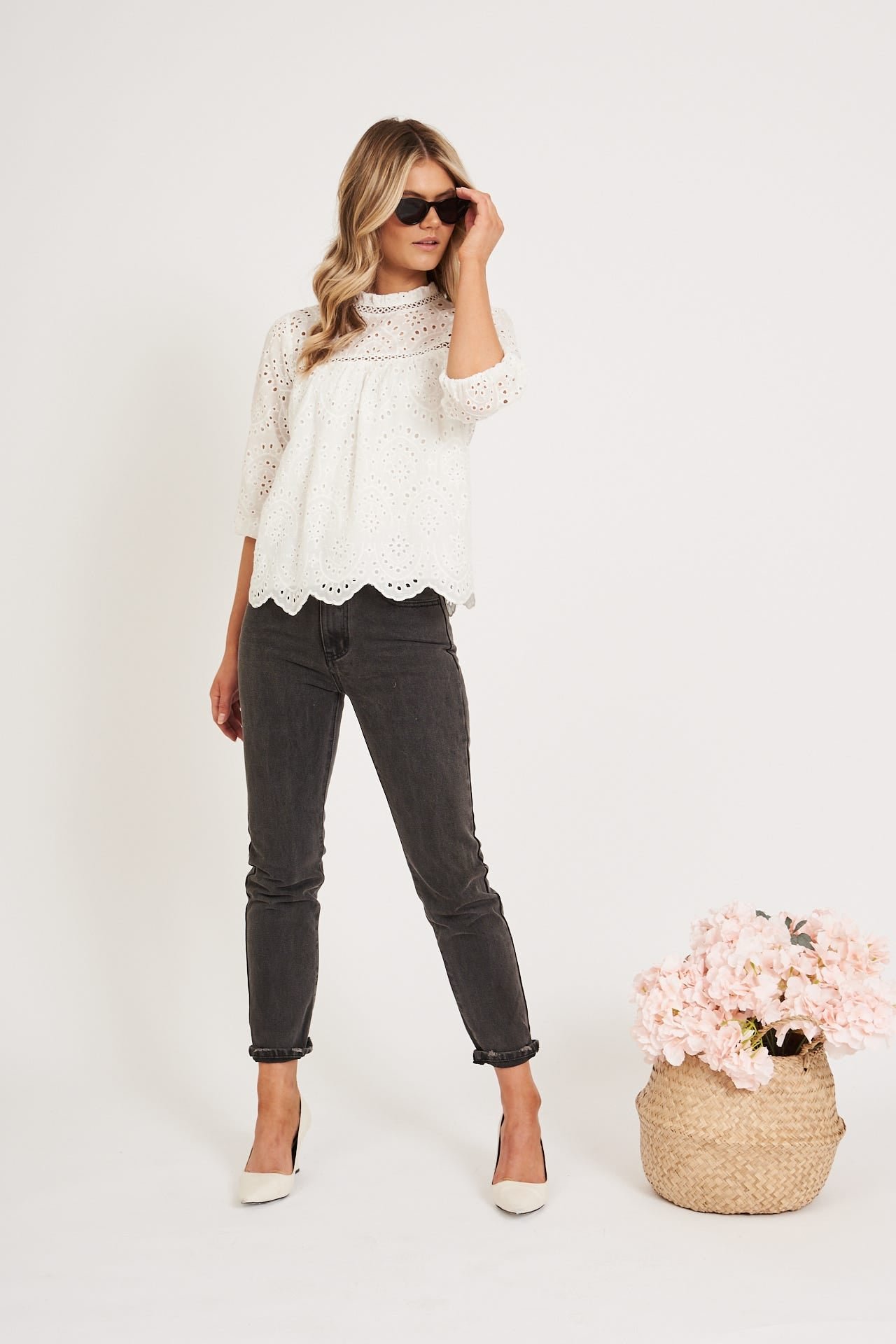 Top In White Embroidery - Image 2